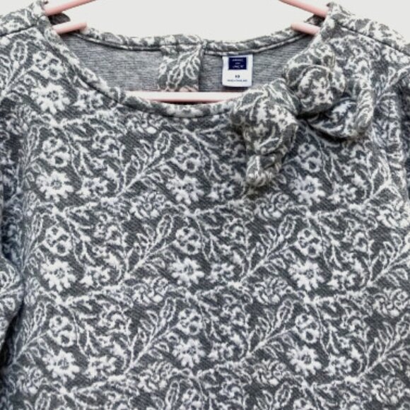 Janie and Jack Girl's Lovely Dress, Jacquard Floral Gray/White, LS, Bow, sz 10 - Picture 4 of 7